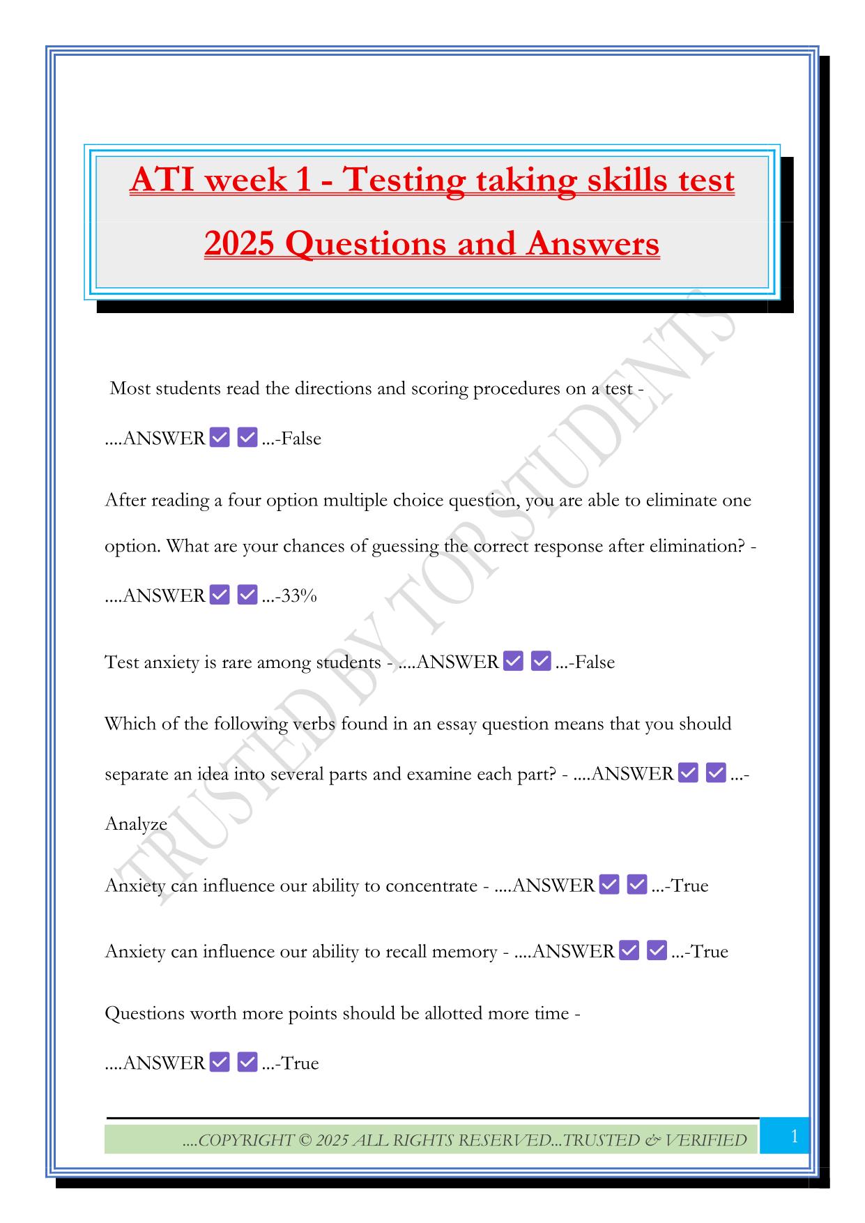 ATI Achieve Fall 2025 Bundled Exams Questions and Answers |100% Pass |Verified and Updated