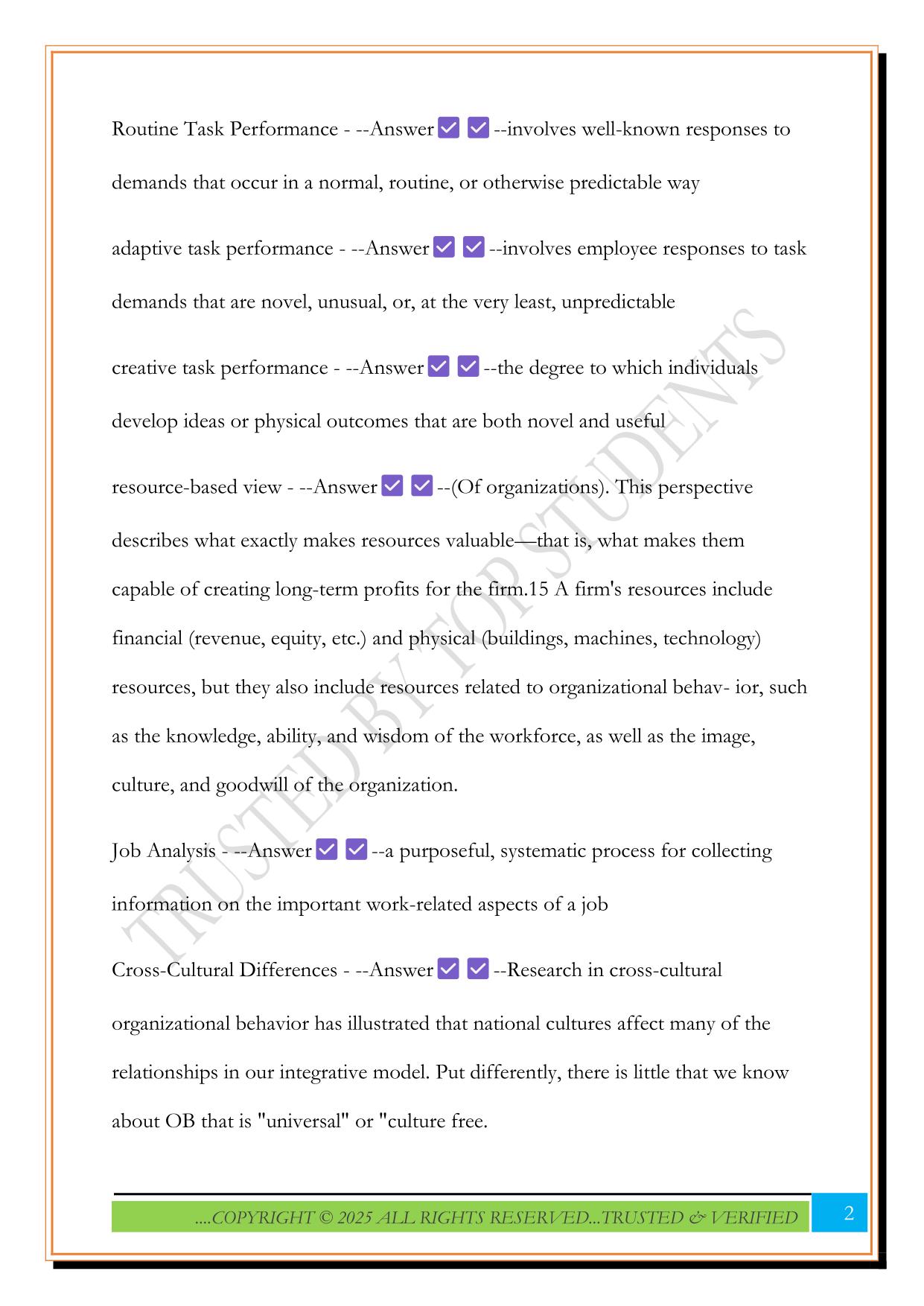 MGMT 311 Exam 1 Review 2025 Questions and Answers
