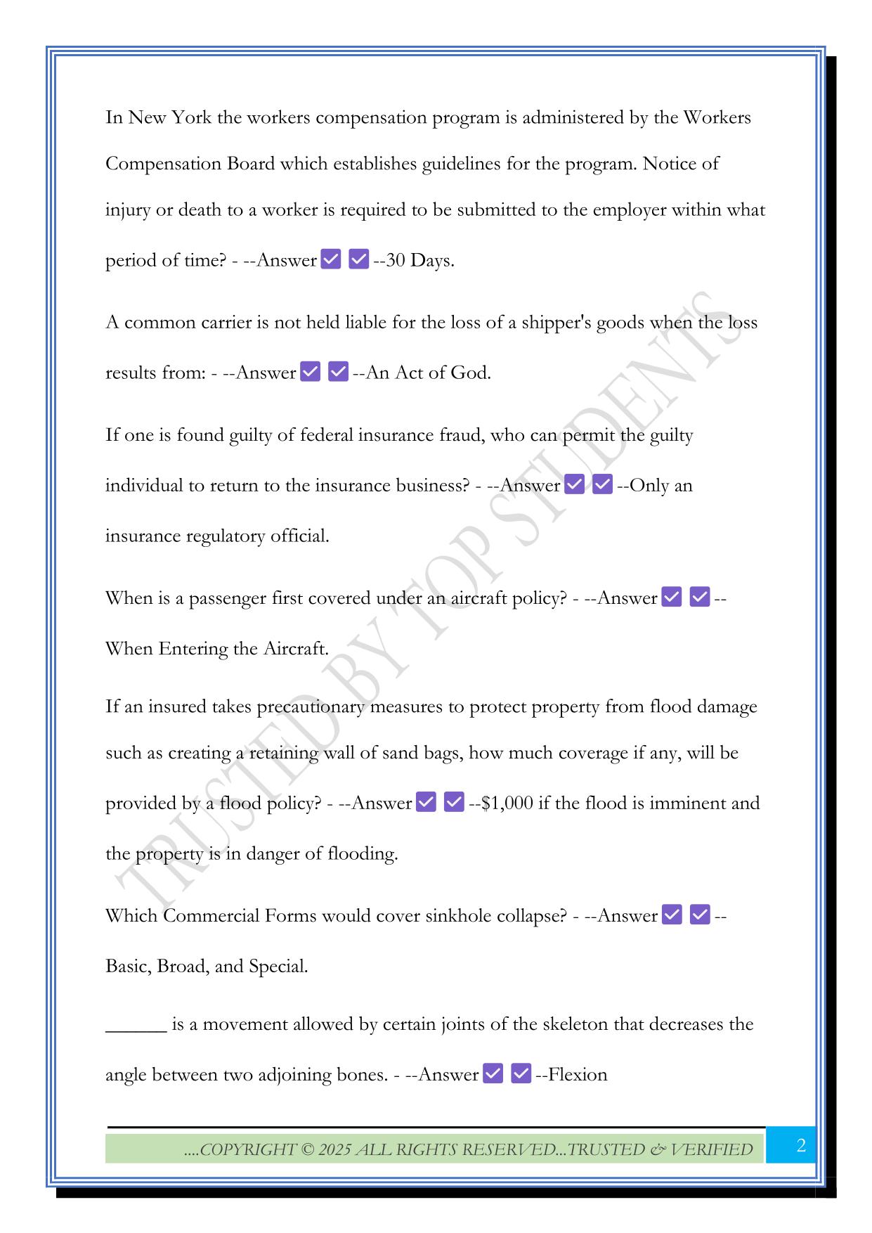NY Independent General Adjuster Exam - Series 17-70 2025 Questions and Answers