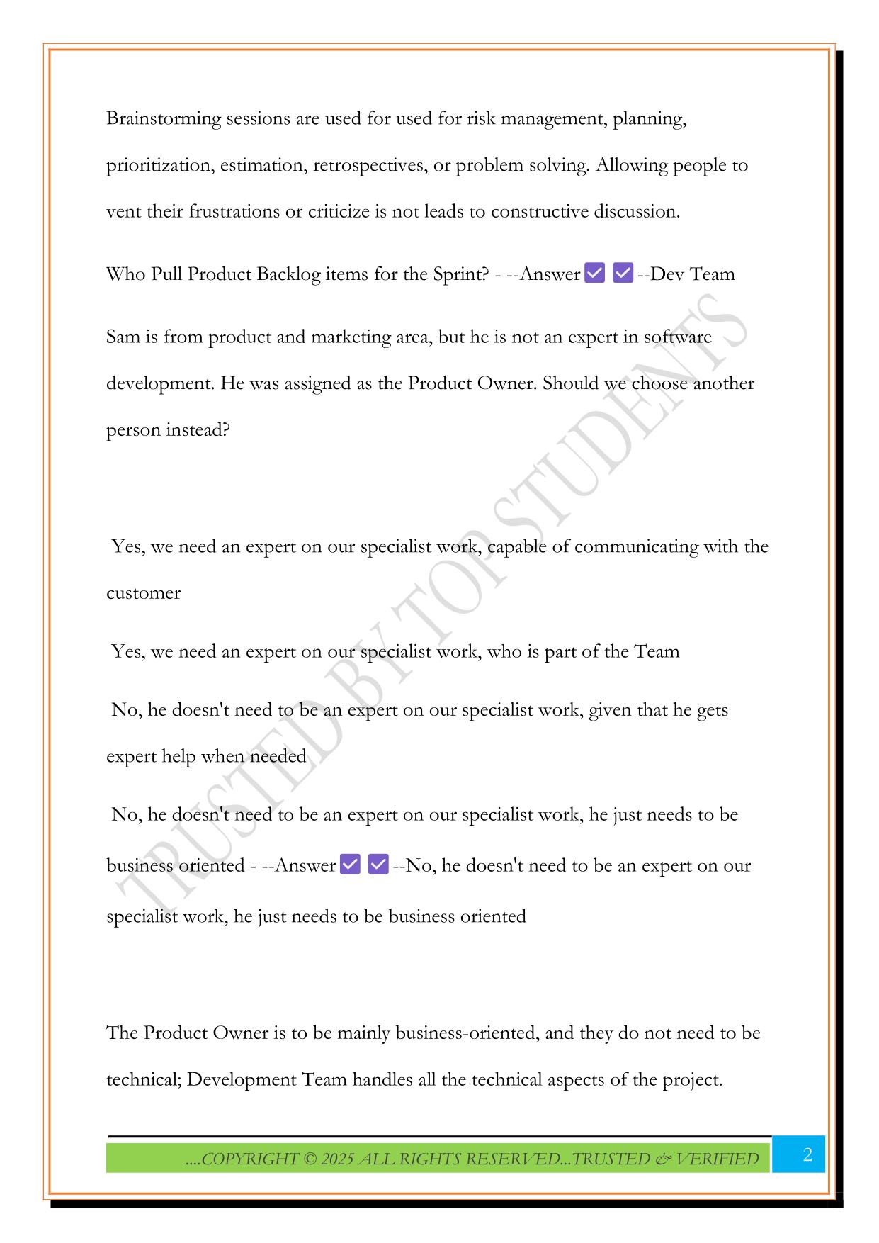 PSPO Practice Exam 2025 Questions and Answers