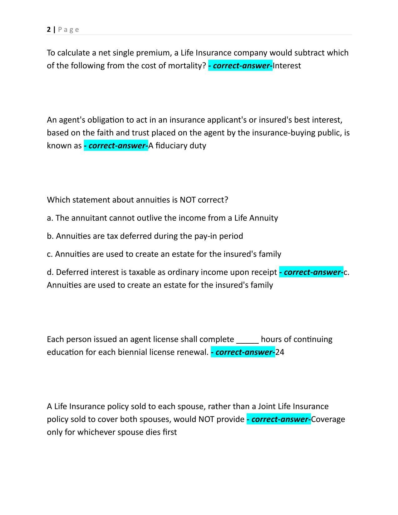 OHIO LIFE; HEALTH INSURANCE STUDY GUIDE | QUESTIONS WITH VERIFIED ANSWERS 2025