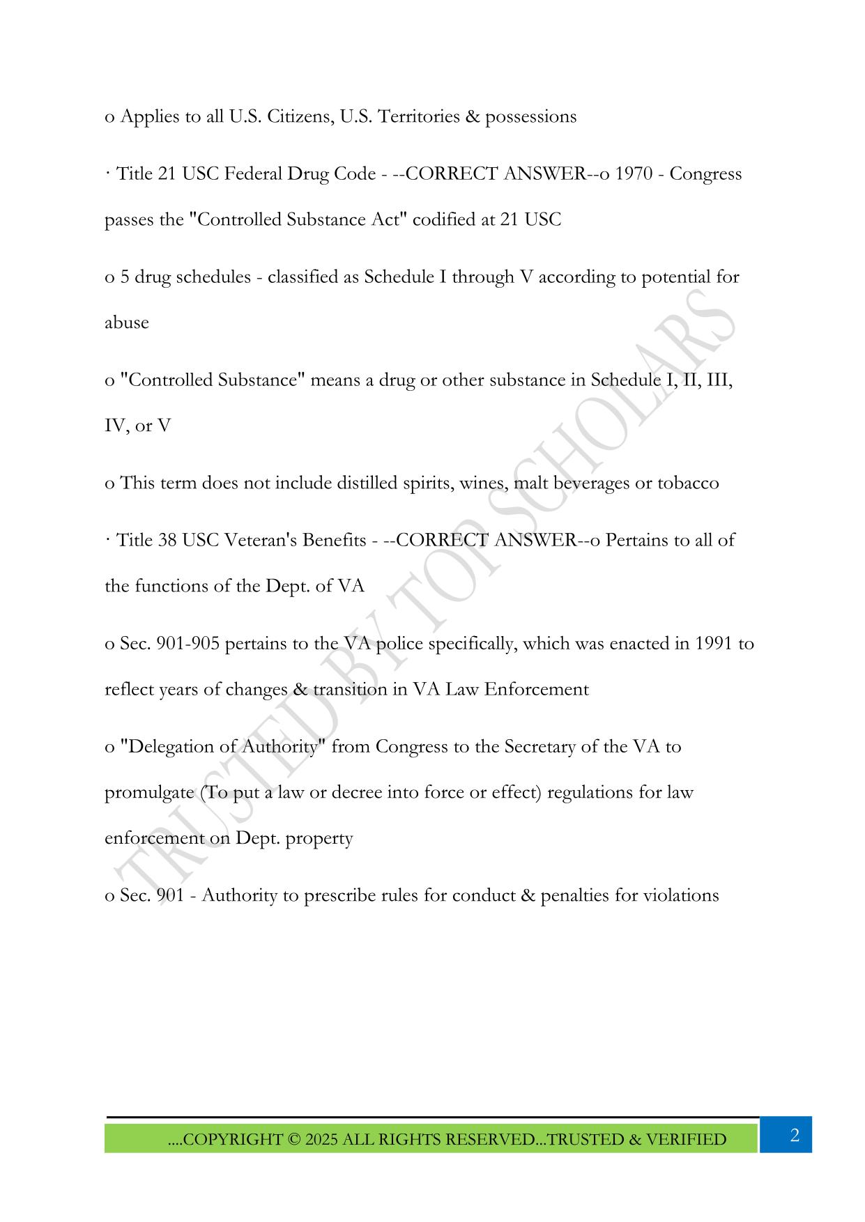 VALETC Week 4 (Law week part 2) Exam 2025 Questions and Answers