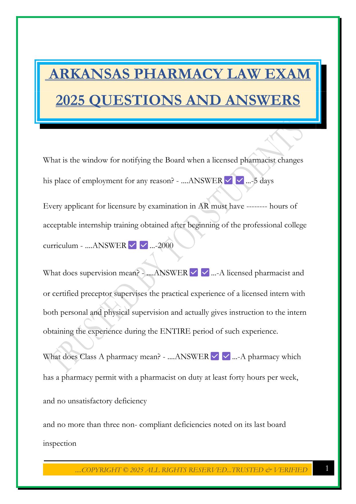 ARKANSAS Bundled Exams Questions and Answers |100% Pass |Verified and Updated