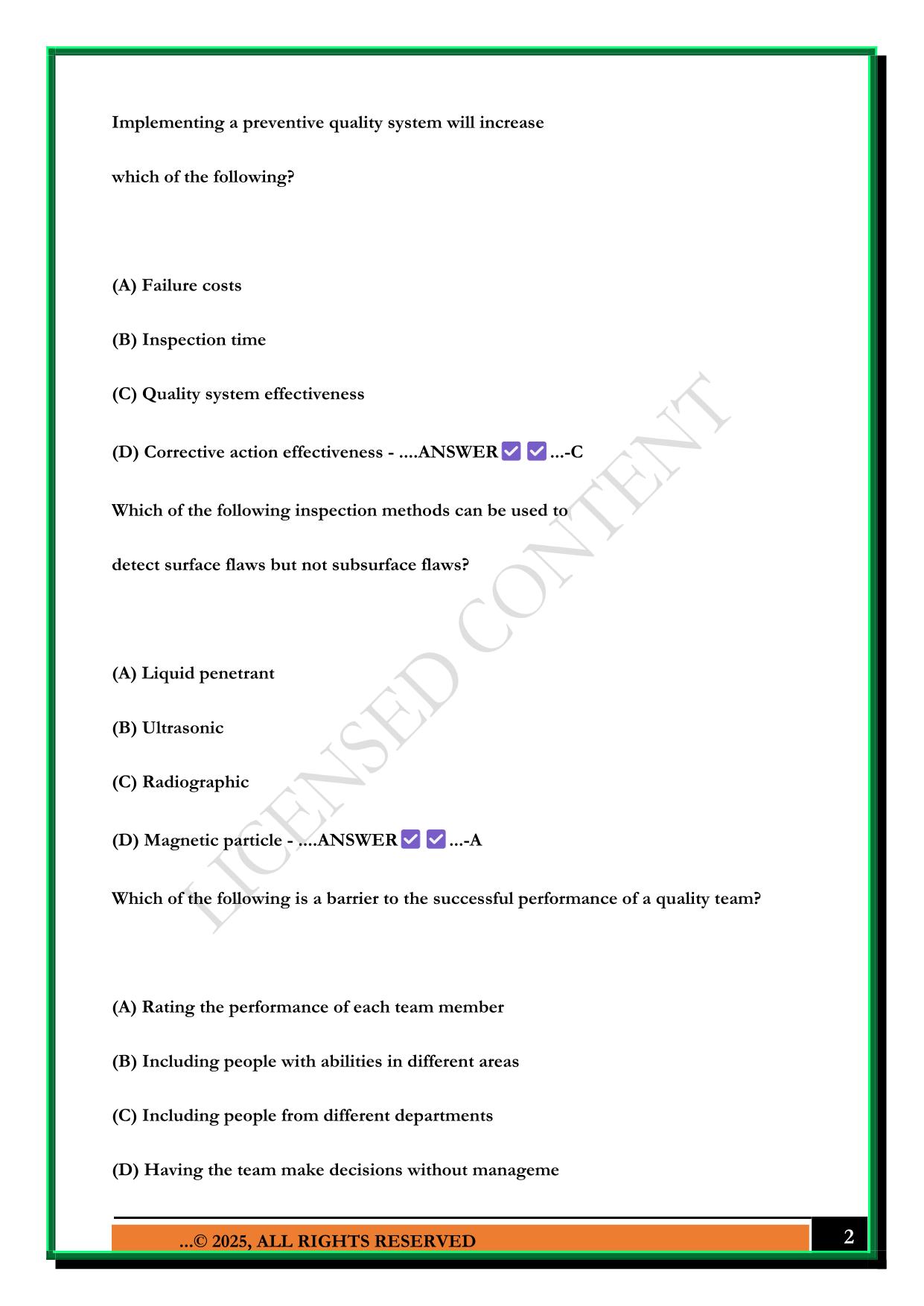 CQE - CERTIFIED QUALITY ENGINEER - ASQ SAMPLE EXAM 2025 QUESTIONS AND ANSWERS