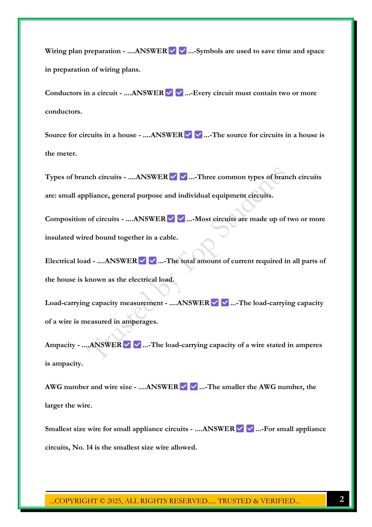 NATIONAL ELECTRICAL CODE TEST BANK EXAM 2025 QUESTIONS AND ANSWERS