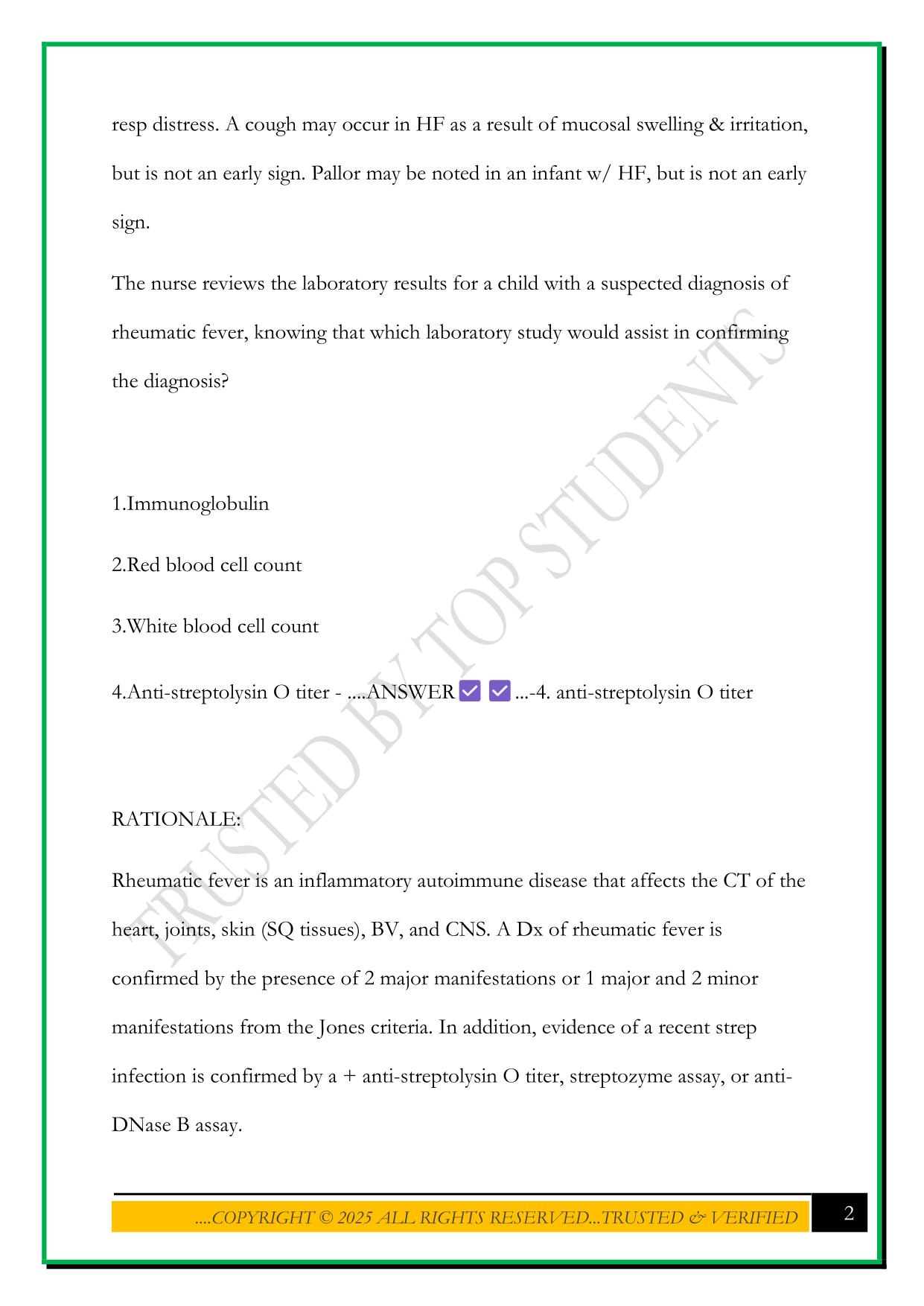 OB/PEDS HESI PRACTICE QUESTIONS WITH CORRECT ANSWERS