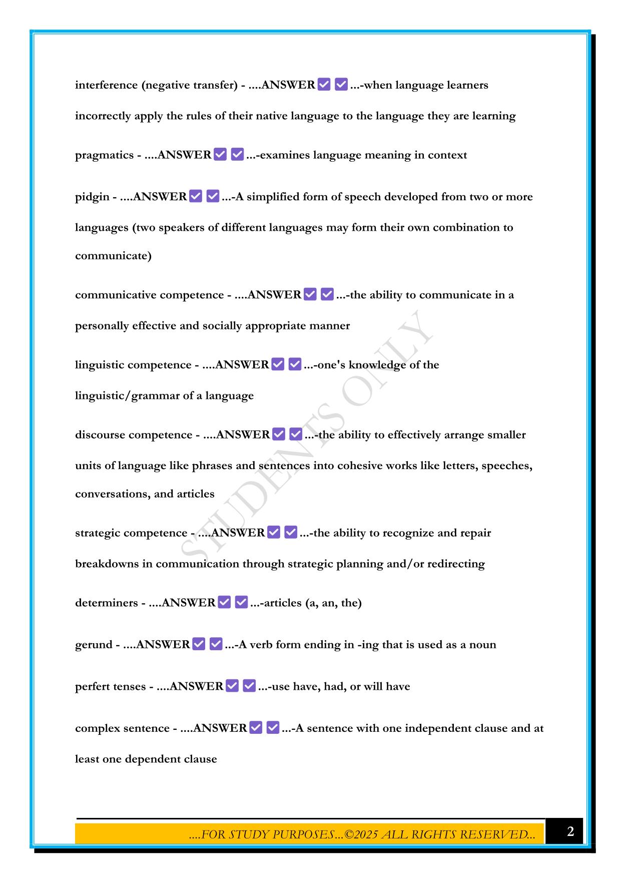 ESOL GACE 619 EXAM 2025 QUESTIONS AND ANSWERS