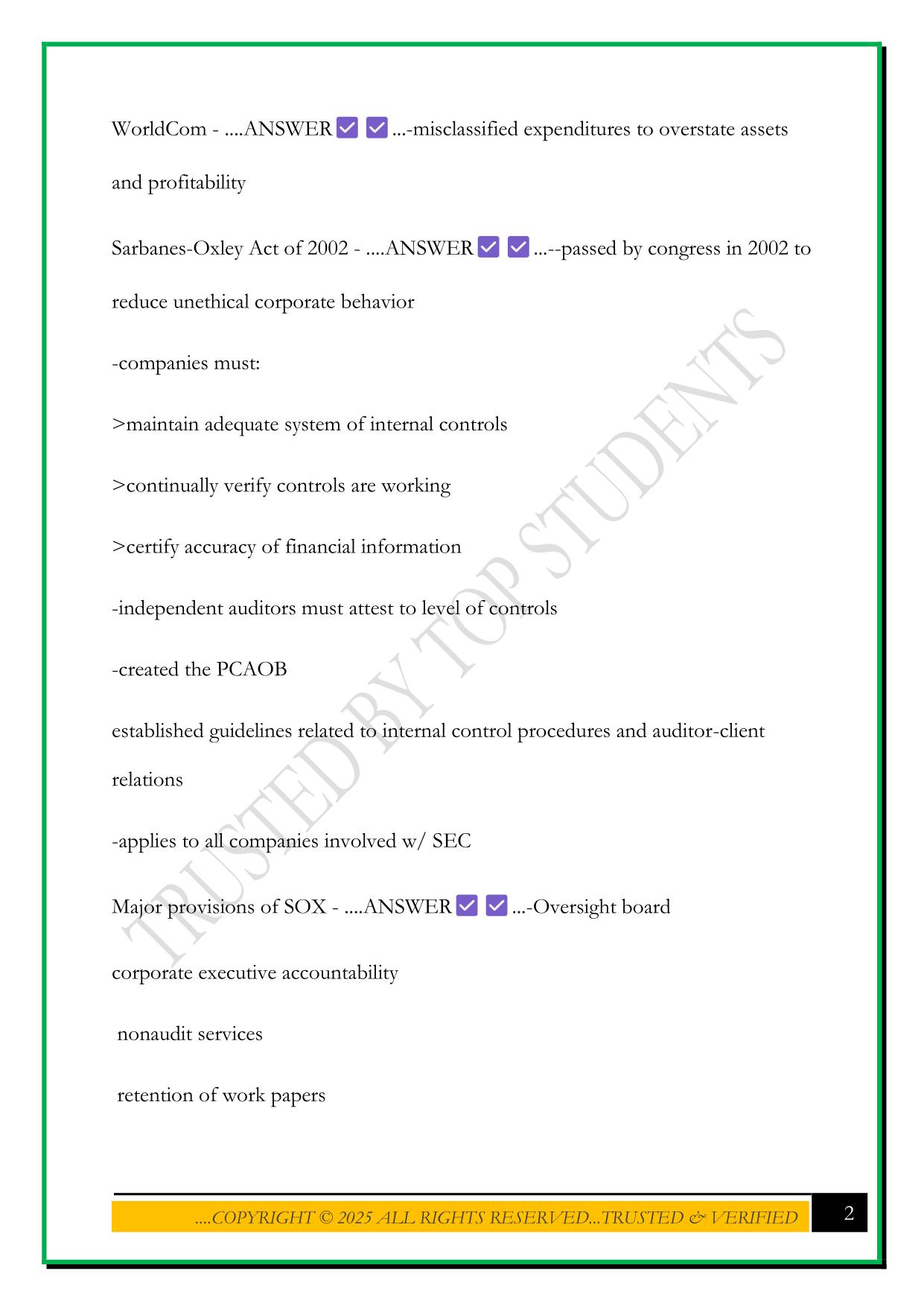 ACT 205 CSU EXAM 2 2025 QUESTIONS AND ANSWERS