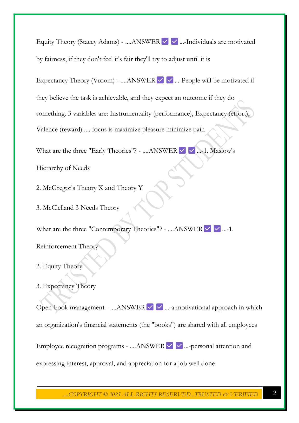 MGT 202 FINAL EXAM 2025 QUESTIONS AND ANSWERS