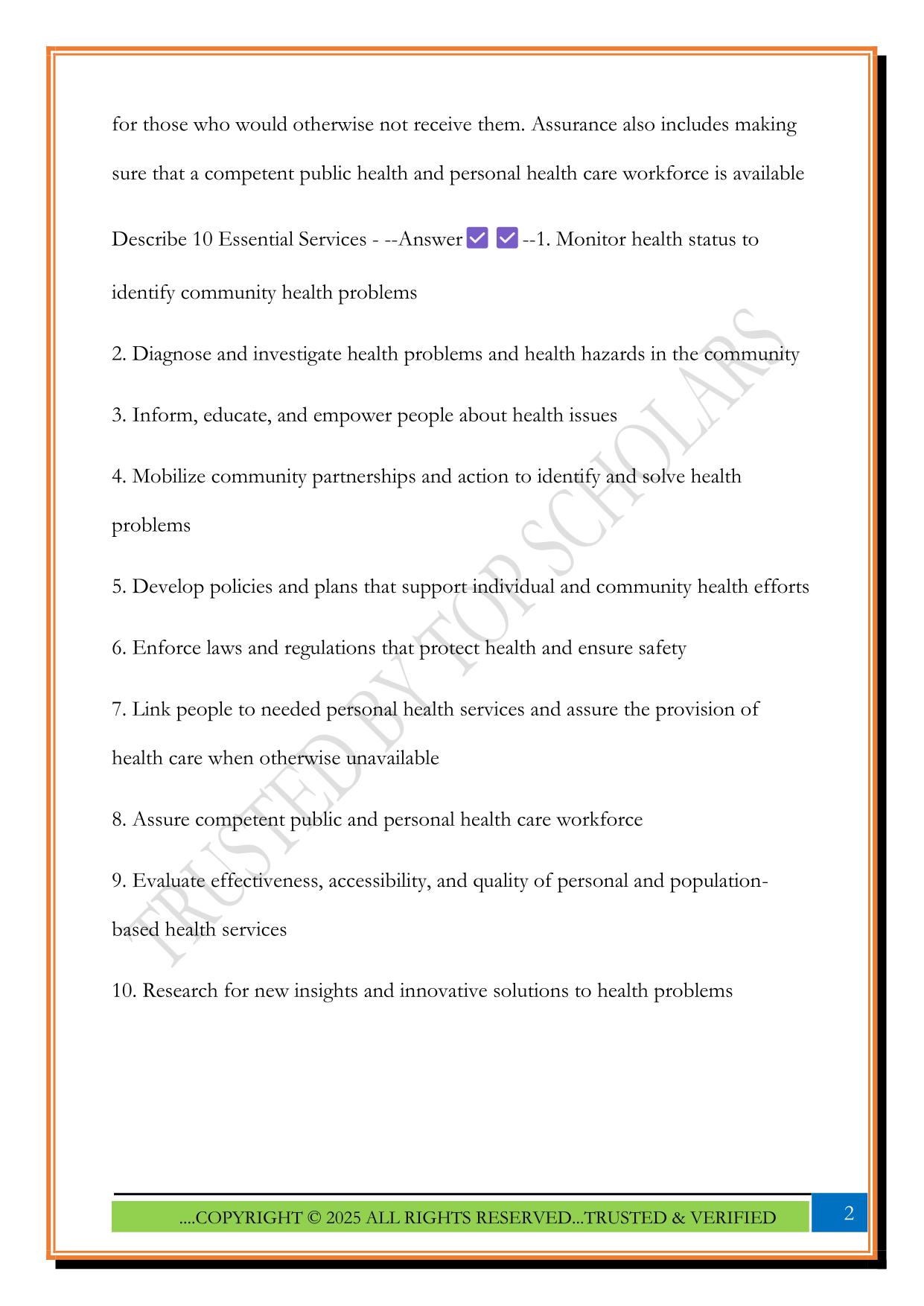Community Health Final Exam 2025 Questions and Answers