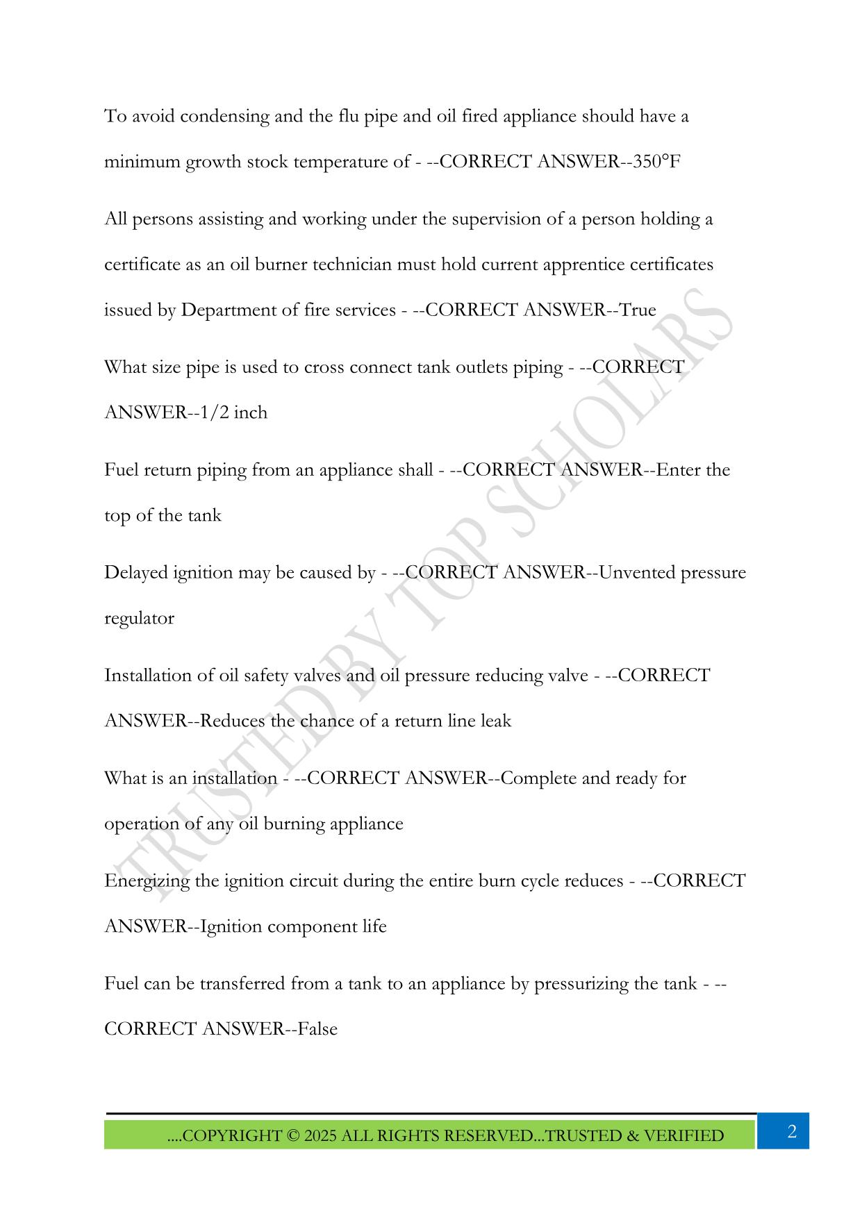 Oil Burners license test 2025 Questions and Answers