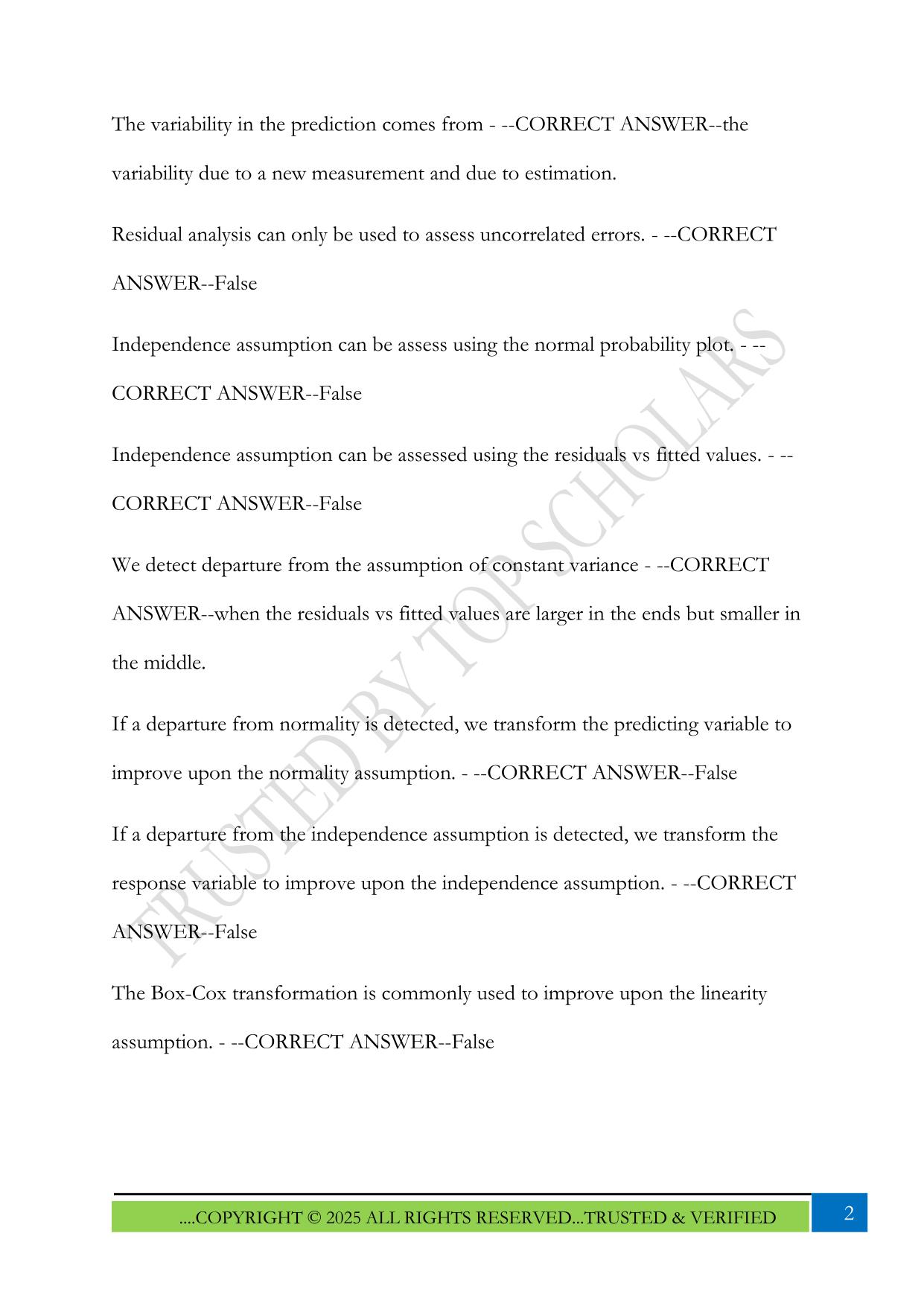 ISYE 6414 Regression Modules 1-2 2025 Questions and Answers