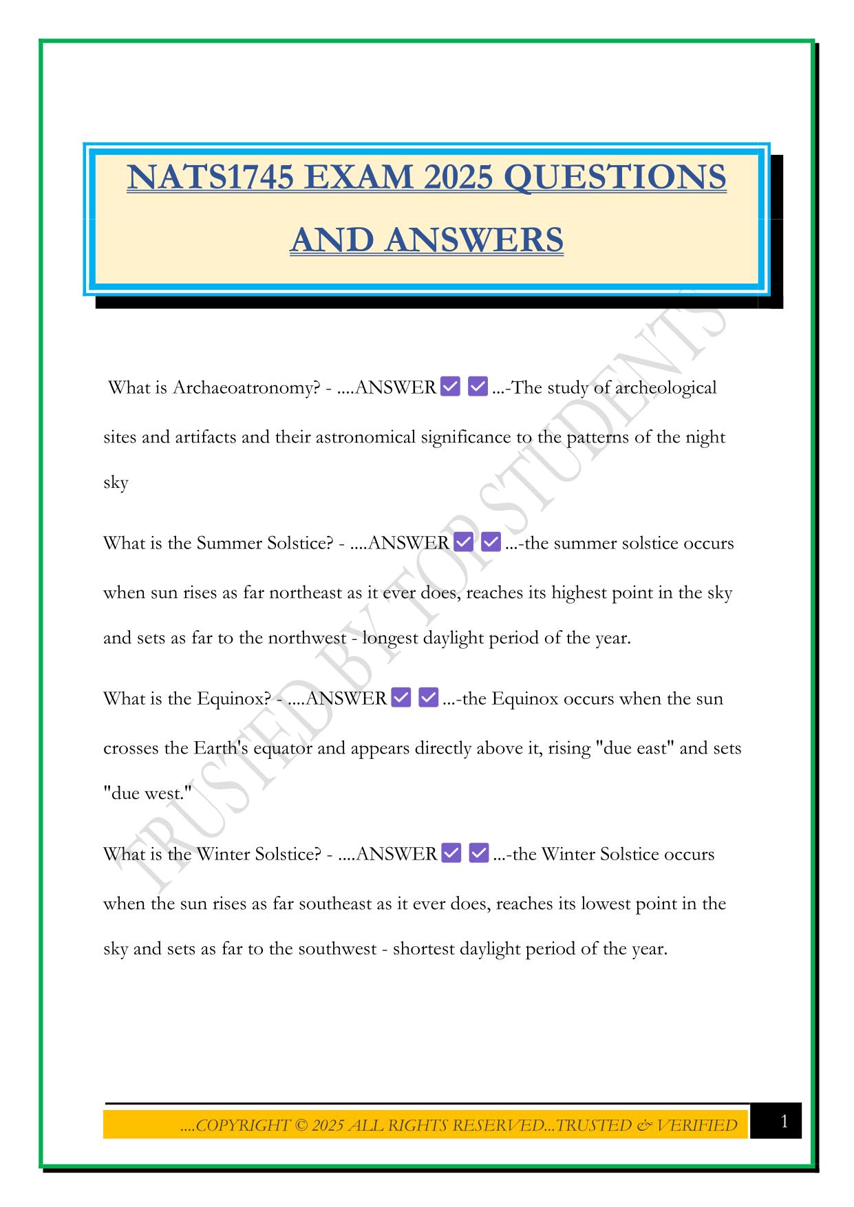 NATS1745 EXAM 2025 QUESTIONS AND ANSWERS