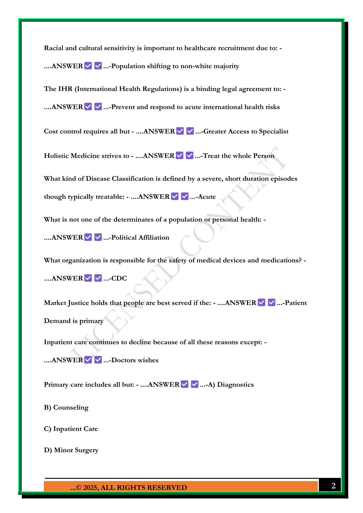 C425 HEALTHCARE DELIVERY SYSTEMS, REGULATIONS, AND COMPLIANCE EXAM 2025 QUESTIONS AND ANSWERS