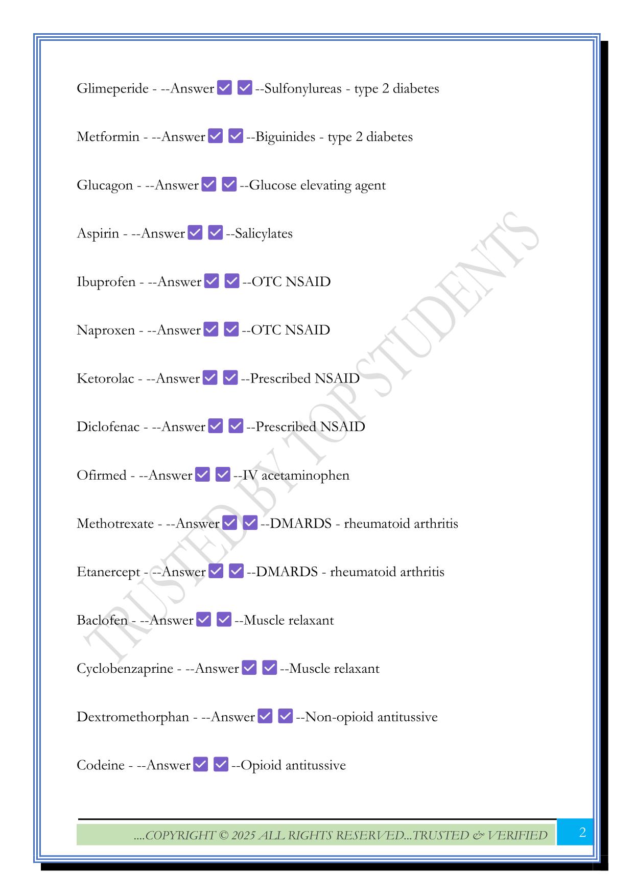 Ivy Tech Pharmacology Exam 2 2025 Questions and Answers