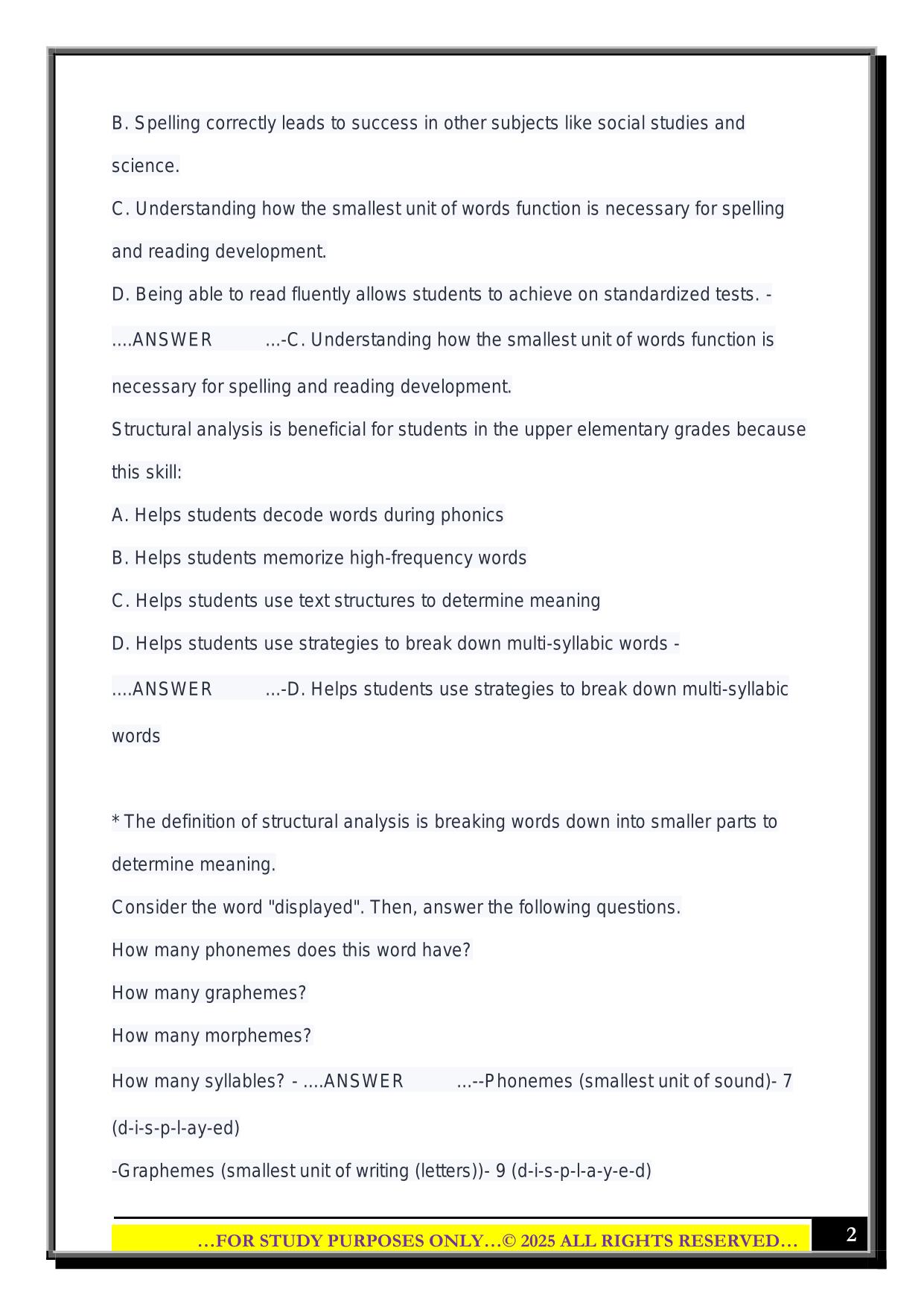 ELED 330 Final Exam 2025 Questions and Answers